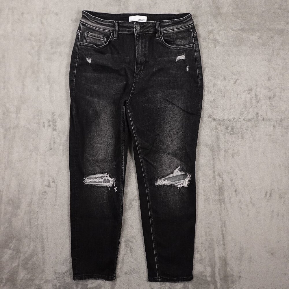 Vervet jeans high rise tapered women's 30 black denim mom jean